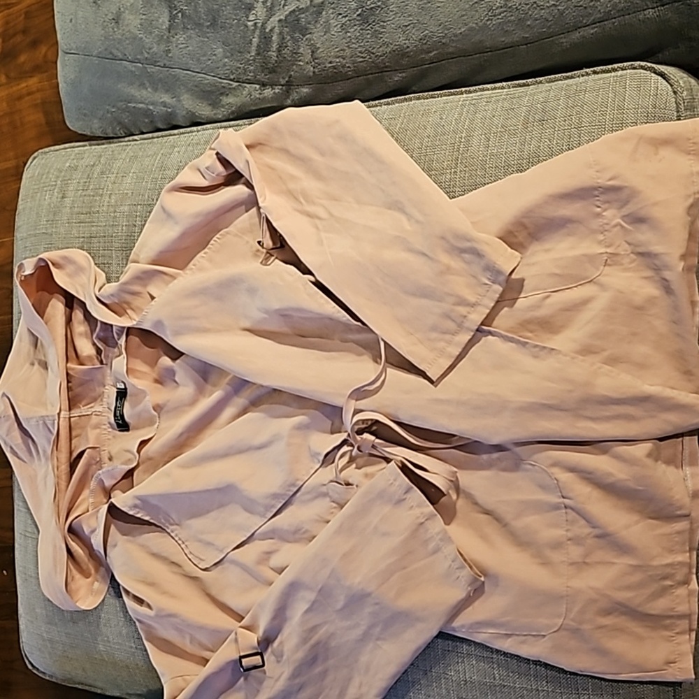 salmon lightweight drawstring duster